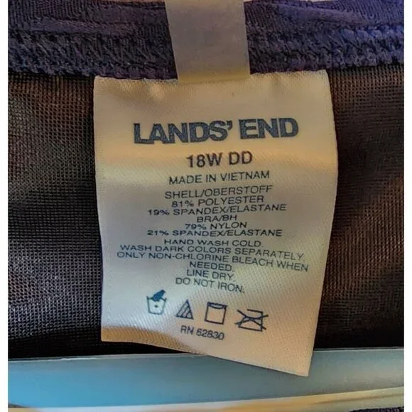 Lands' End Women's High Neck Tankini Swim Top Padded Textured Modest Blue 18W DD - Picture 6 of 11